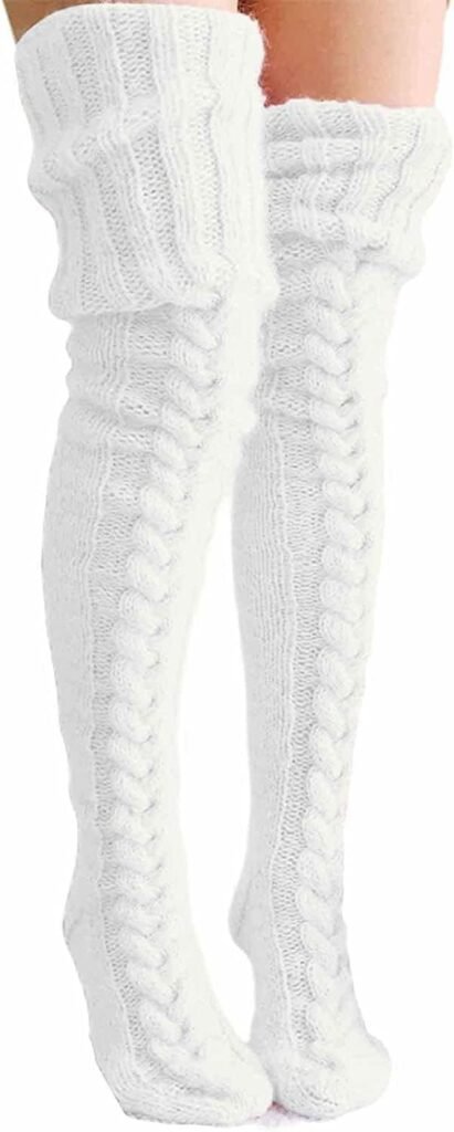 Springcmy Womens Cable Knitted High Boot Socks Extra Long Winter Over Knee Stockings Leg Warmers