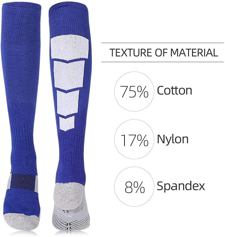 3 Pairs Soccer Socks, Sport Knee High Socks Calf Compression Athletic Socks for Mens and Women RunningTraining Football Thickening Keep Warm Sock