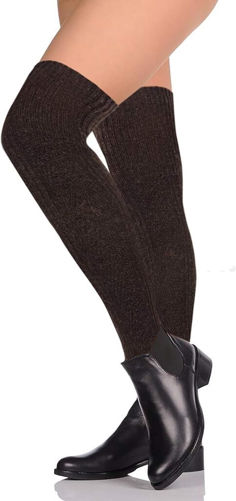 4 pairs Sumona Women Wool Cable Knit Knee High / Thigh High/ Crew Winter Boot Socks 9-11 (4 Pairs Over Knee High, 9-11)