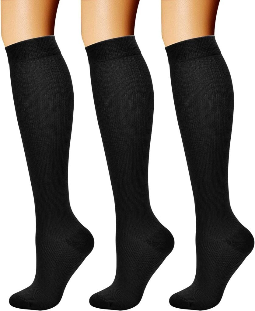 CHARMKING Compression Socks for Women  Men Circulation (3 Pairs) 15-20 mmHg is Best Support for Athletic Running Cycling