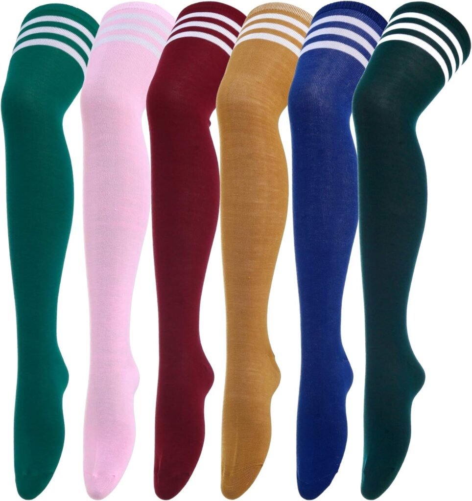 CISMARK Thigh High Striped Over the Knee Socks Long Knee High Socks for Women