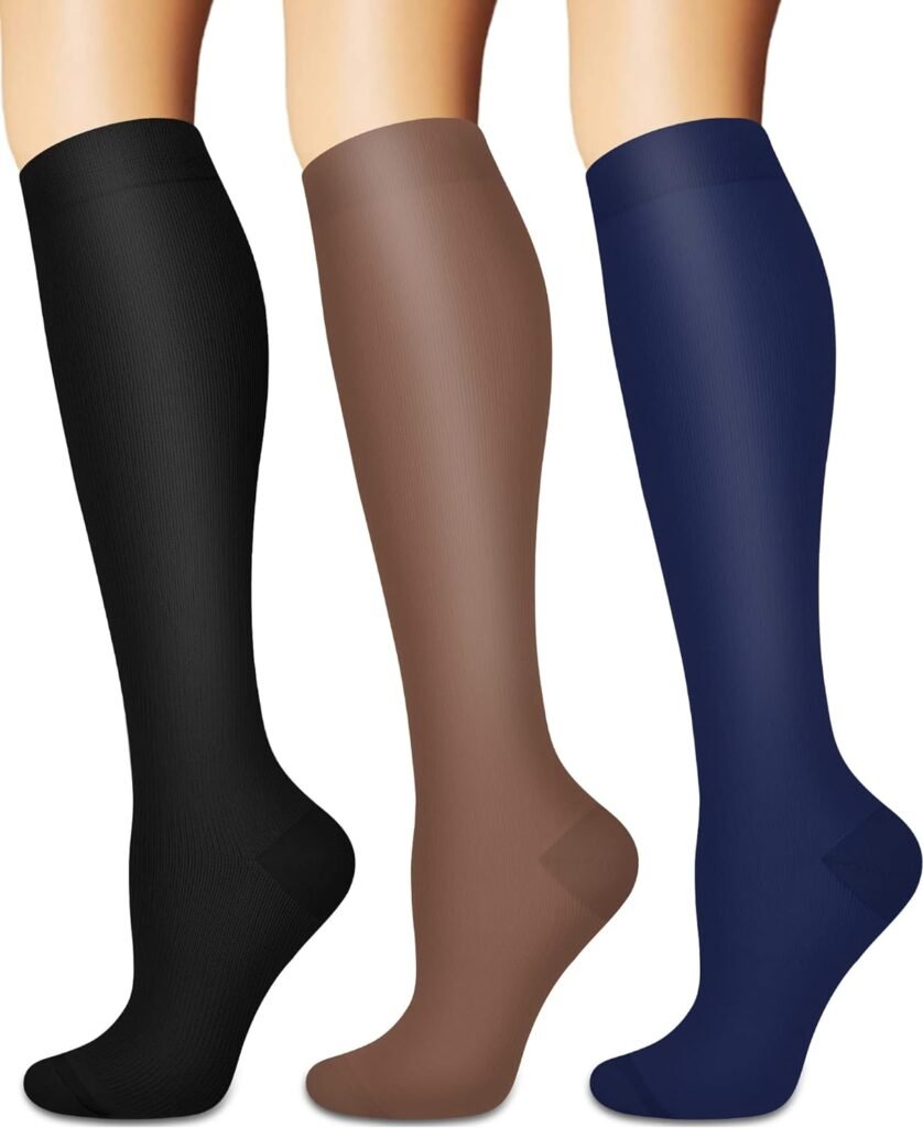 Compression Socks for Women and Men Circulation (3 Pairs) - Best for Nursing,Running,Travel Knee High Socks