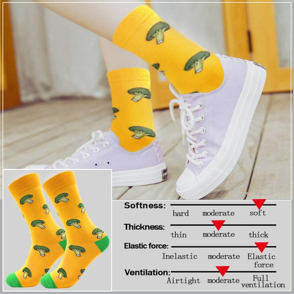 Fun Colorful Socks Patterned Funky Happy Crew Sock Combed Cotton Stockings Packs