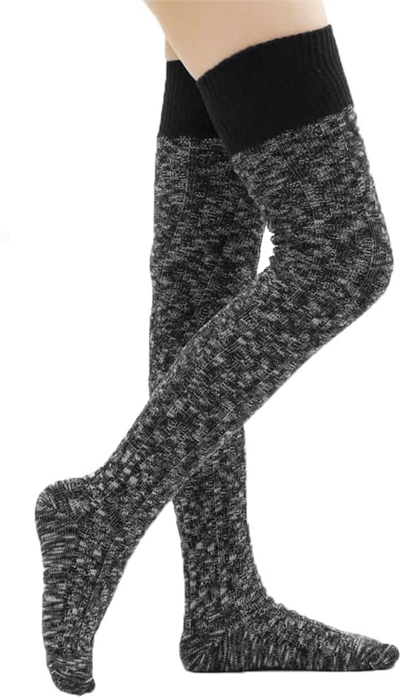 HYTENSUN Womens Thigh High Knitted Winter Boot Socks Vintage Extra Long Leg Warmer Over Knee High Stockings