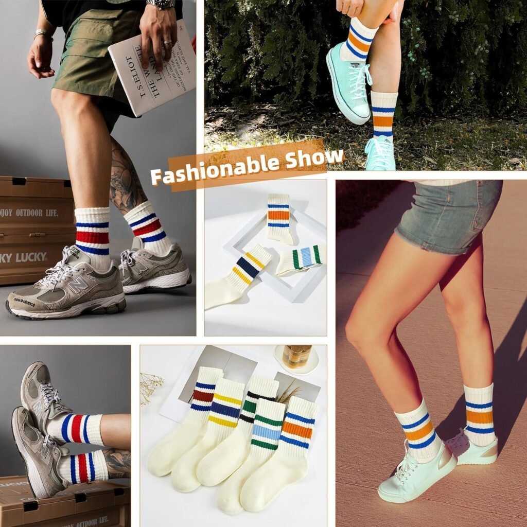 Century Star Retro Striped Novelty Socks For Women Vintage Casual Crew Socks Sporty Calf Socks Cotton Socks Women