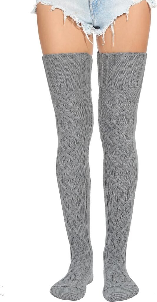 SherryDC Womens Cable Knit Long Boot Stocking Socks Knee High Winter Leg Warmers