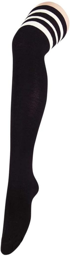 Zando Womens Stripes Thin Tube Socks Thigh High Tights Over Knee Socks Casual Knee High Stockings Striped Thigh Highs