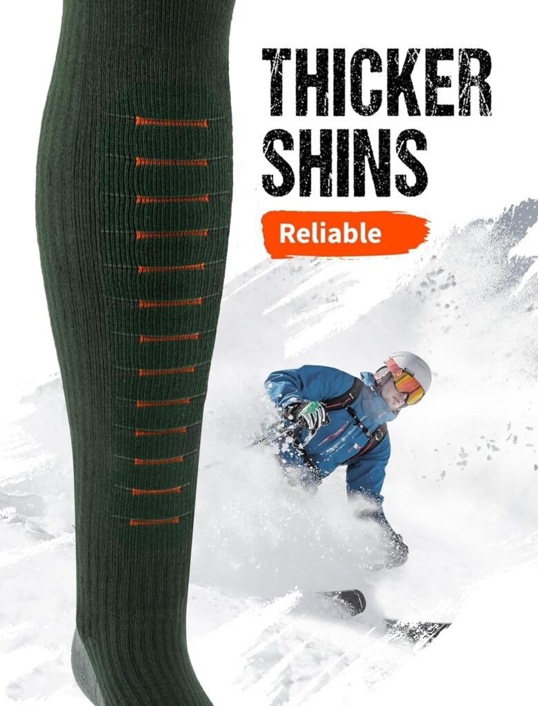 Ski Socks Men  Women (3/6 Packs) Winter Warm Socks Over the Knee Non-Slip Cuff for Skiing Snowboarding Cold Weather