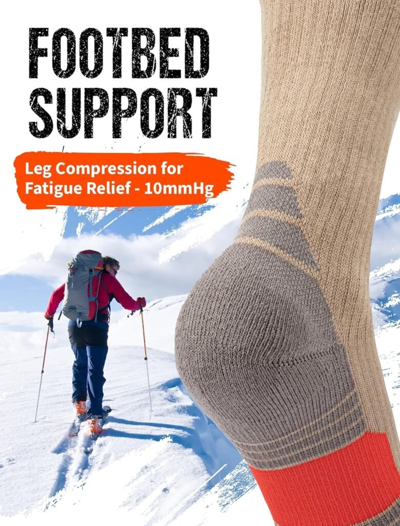 Ski Socks Men  Women (3/6 Packs) Winter Warm Socks Over the Knee Non-Slip Cuff for Skiing Snowboarding Cold Weather