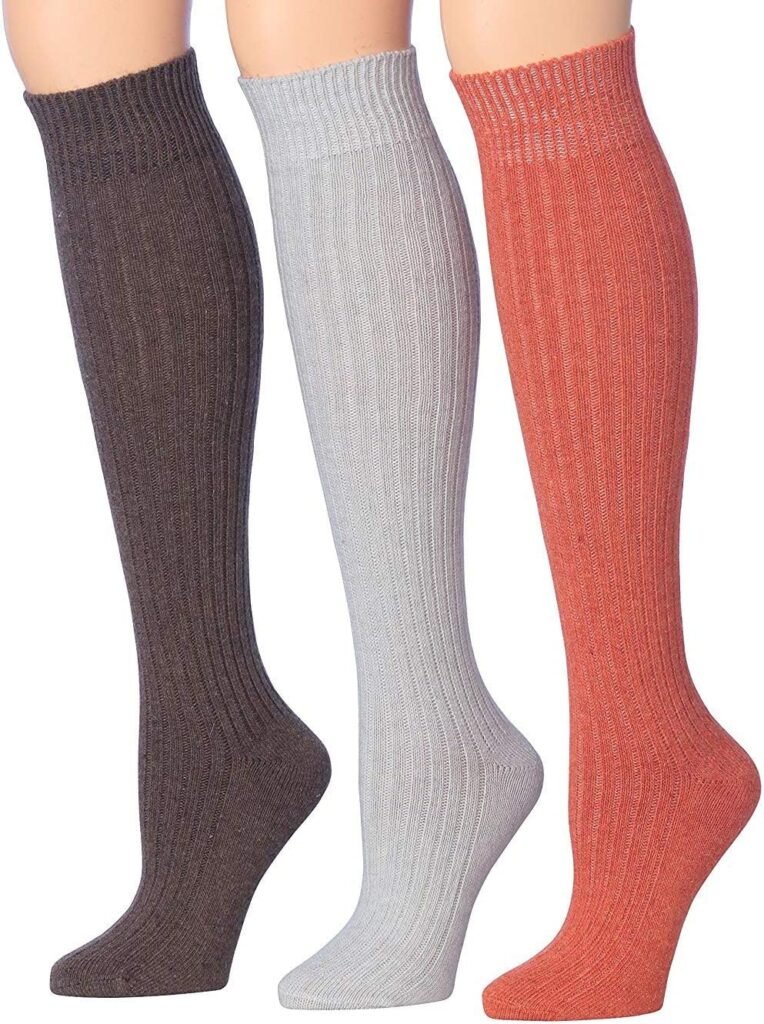 Tipi Toe Womens 3 Pairs Ragg Marled Ribbed over the calf/knee high Wool-Blend Boot Socks
