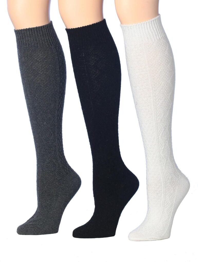 Tipi Toe Womens 3 Pairs Ragg Marled Ribbed over the calf/knee high Wool-Blend Boot Socks