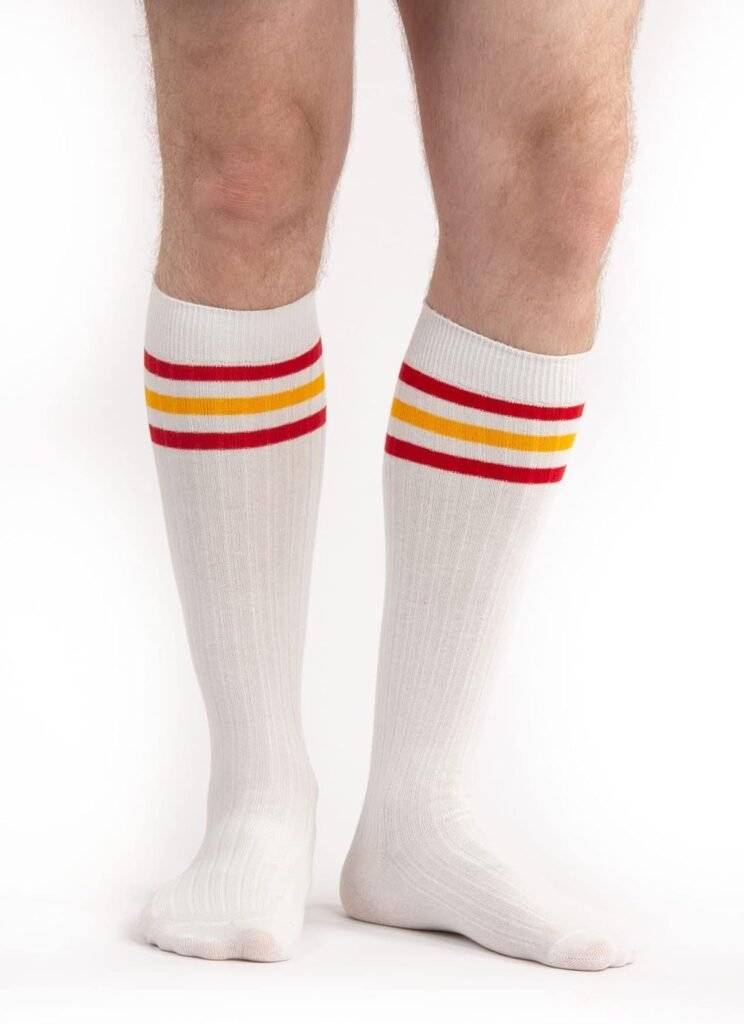 4 x Mens Knee High Cotton Striped Socks | Over the Calf Socks | Dress Socks | Size 9-11