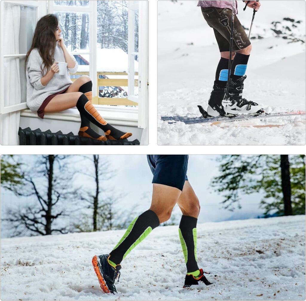 Hylaea Merino Wool Ski Socks, Cold Weather Socks for Snowboarding, Snow, Winter, Thermal Knee-high Warm Socks, Hunting