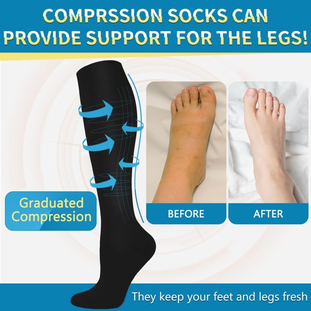 Iseasoo 3 Pairs Copper Compression Socks for WomenMen Circulation-Best for Running,Nursing,Hiking,FlightTravel