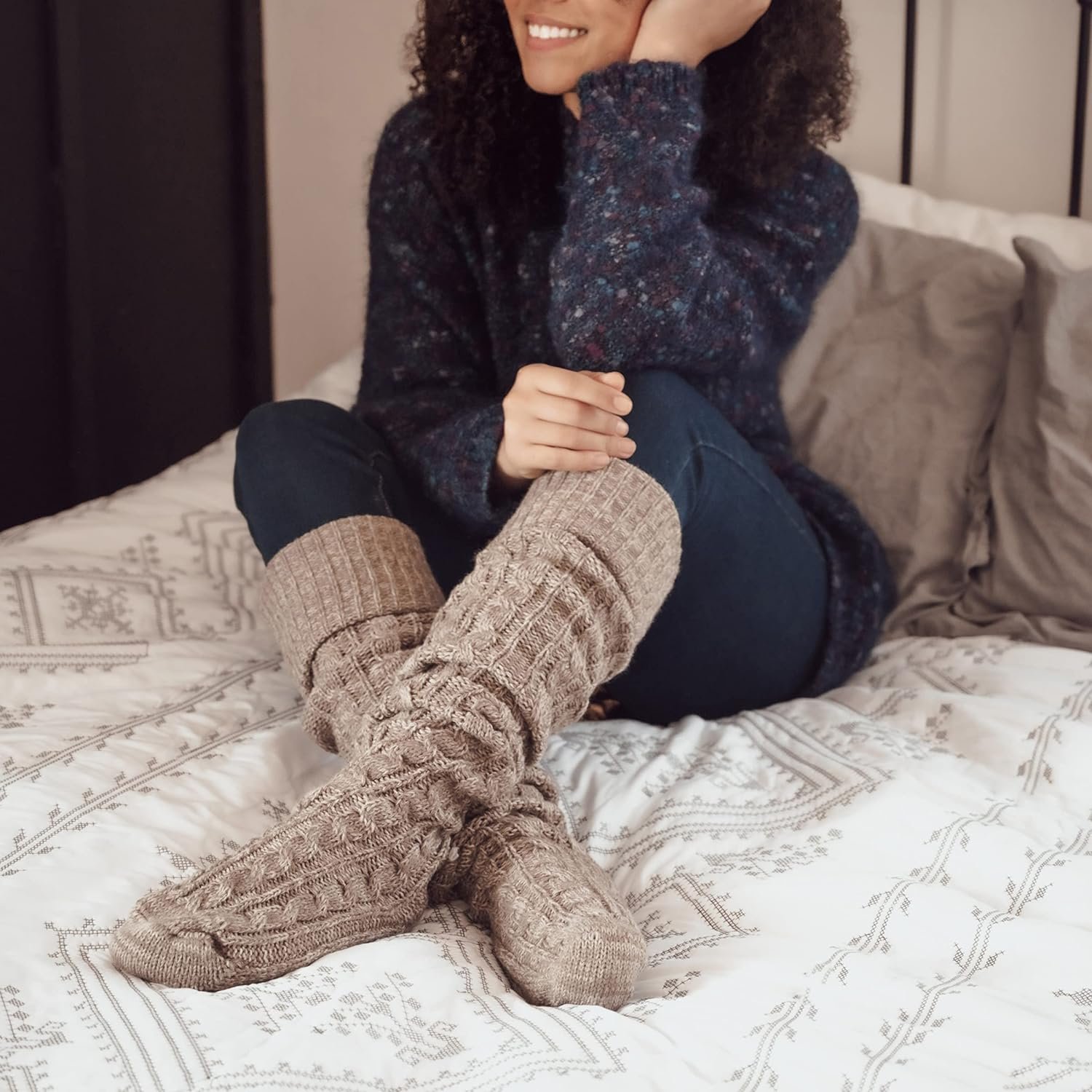 MUK LUKS Cable Knit Over The Knee Socks Review