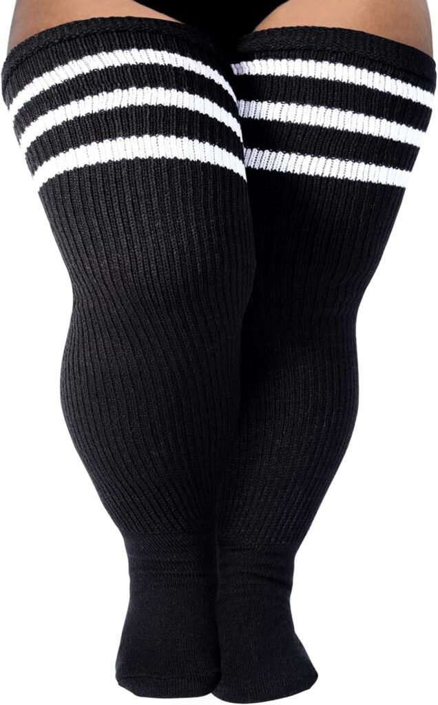 Plus Size Thigh High Socks for Thick Thighs- Extra Long Womens Cable Knitted Over Knee High Leg Warmer