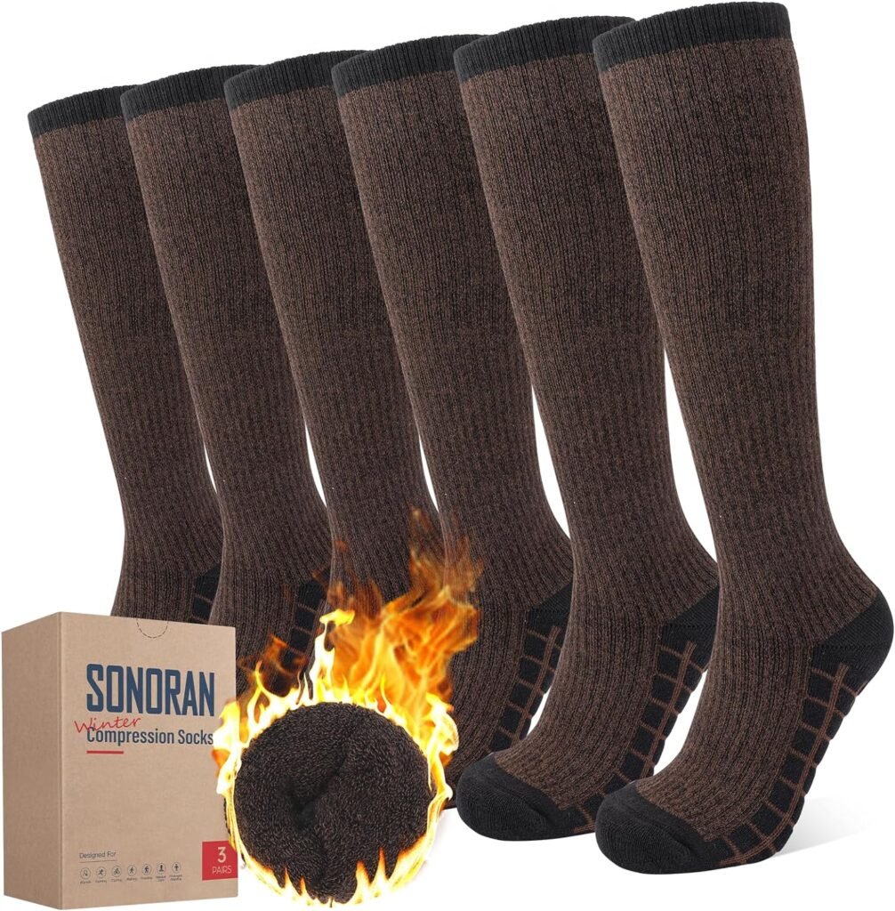 Winter Compression Socks for Women Men (3/6 Packs) Warm Work 15-20mmHg Heavyweight Thick Cushion Cotton Over The Knee