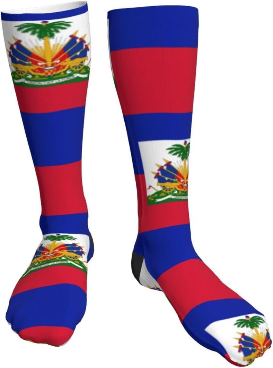 ZGXJJPP Women’s Haitian Flag Patterned Knee High Socks Funky Knee Socks Review
