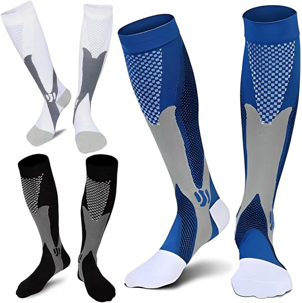 ZFiSt 3 Pair Sport Compression Socks Men Women, Compression Stocking Nurse Socks for Edema Travel